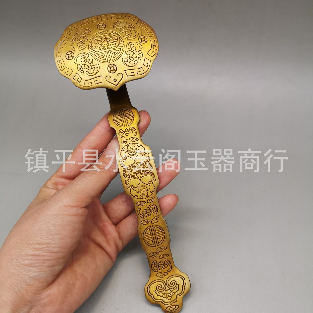 批发五福铜如意云纹摆件家居用品新中式装饰样板间如意摆件工艺品
