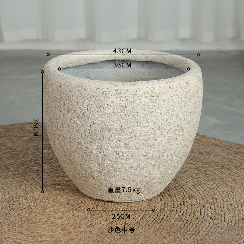 镁落地花盆北欧艺术客厅商场室内外泥北欧特大型号仿岩石缸水泥盆