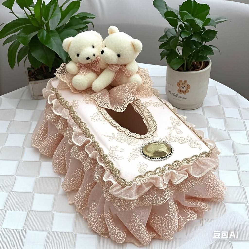 可爱少女心粉色纸抽盒蕾丝布艺车载家居用田园欧式纸巾收纳盒,收纳整理,纸巾盒,淘宝优惠券,粉丝福利购,淘宝优惠卷