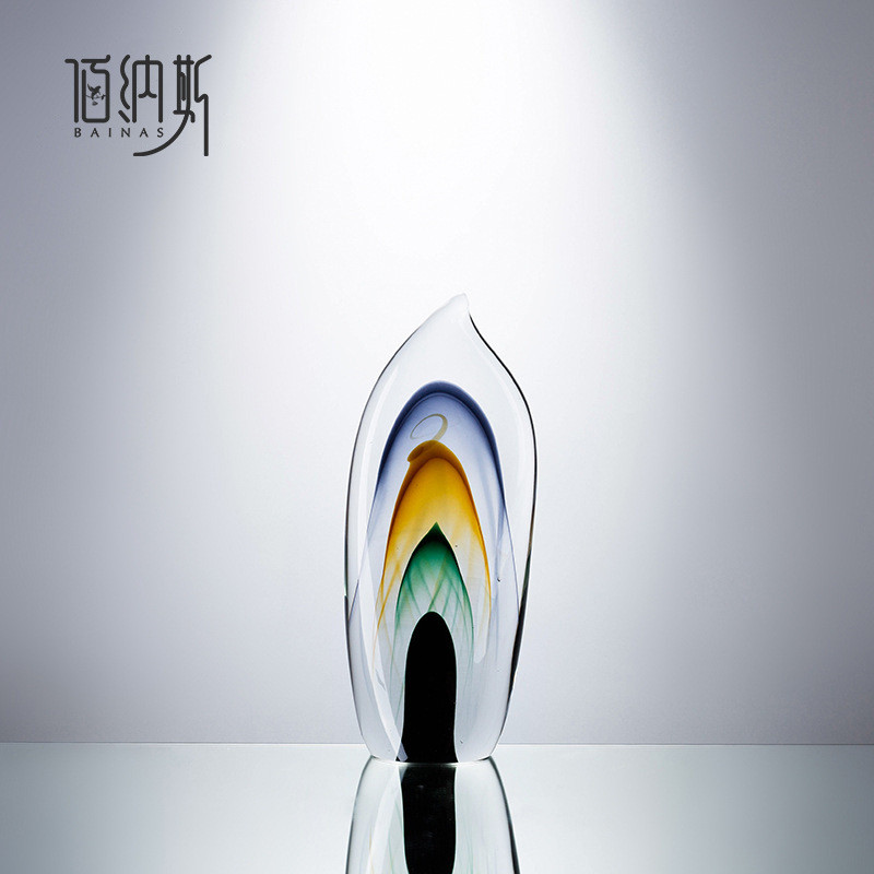 热销现代新中式厚实彩色水晶玻璃摆件售楼处办公室酒店大厅桌面软