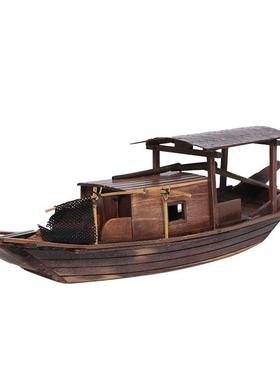 供应35x9.5x12cm木质装饰品摆件物古典实木船模水乡古船
