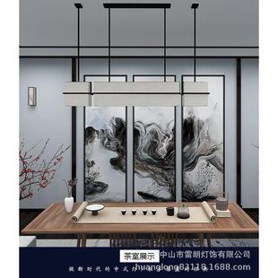 新中式 餐厅吊灯禅意古典茶室灯具卧室吧台金色布艺书房茶台茶桌灯