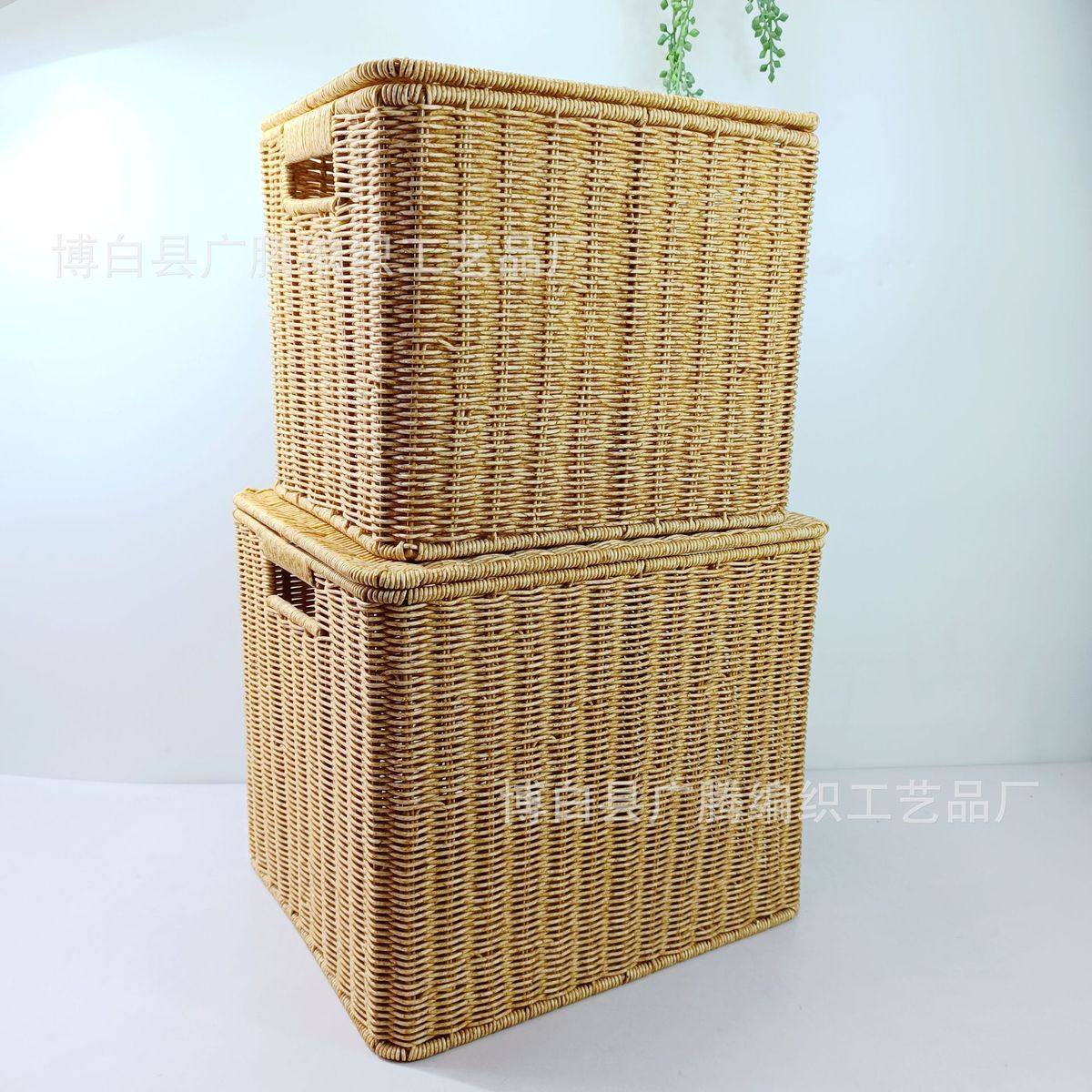 广腾织收纳箱卧室带盖衣物整理箱仿藤编欧式有盖收纳筐衣柜储物篮,收纳整理,收纳箱,淘宝优惠券,粉丝福利购,淘宝优惠卷