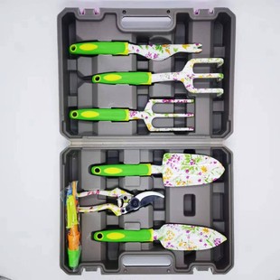种花修枝剪家用五金工具吹塑箱铝合金铲子 印花园林工具箱套装