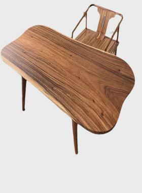 黑色胡桃木大板简约现代原木餐桌实木茶桌茶台北美黑胡桃办公桌