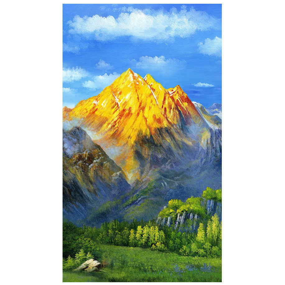森林风景竖版走廊装饰画民宿酒店入户玄关壁画背景墙画山水晶瓷画