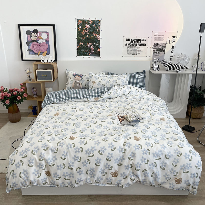 网红爆款四件套1.8m床上用品学生宿舍上下床四季通用家用三件套2m