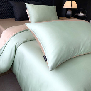 新款80支莱赛尔天丝纯色双拼夏季冰丝极简四件套套件床单被套批发