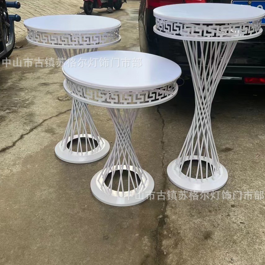 宴会厅甜品台婚庆道具路引金色铁艺家居花器酒店道具新美陈摆件