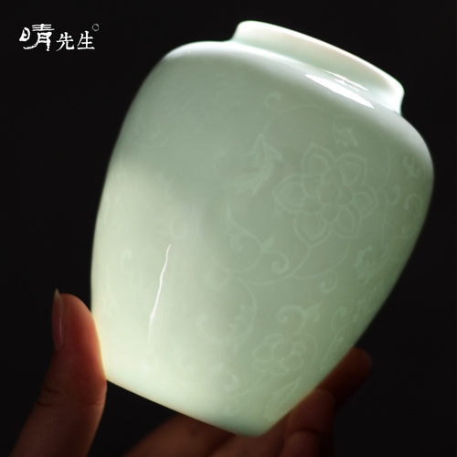 白瓷茶叶罐小号陶瓷密封罐迷你茶罐子便携式旅行普洱盒茶存储茶仓