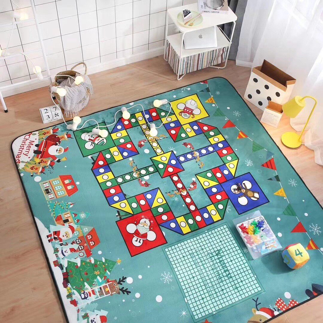 卡通飞行棋地毯幼儿园圣诞益智游戏垫儿童爬行地垫爬爬垫加厚大号