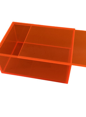 工厂定制加工活动半透明橙色收纳盒子可抽拉面亚克力板盖子可滑动