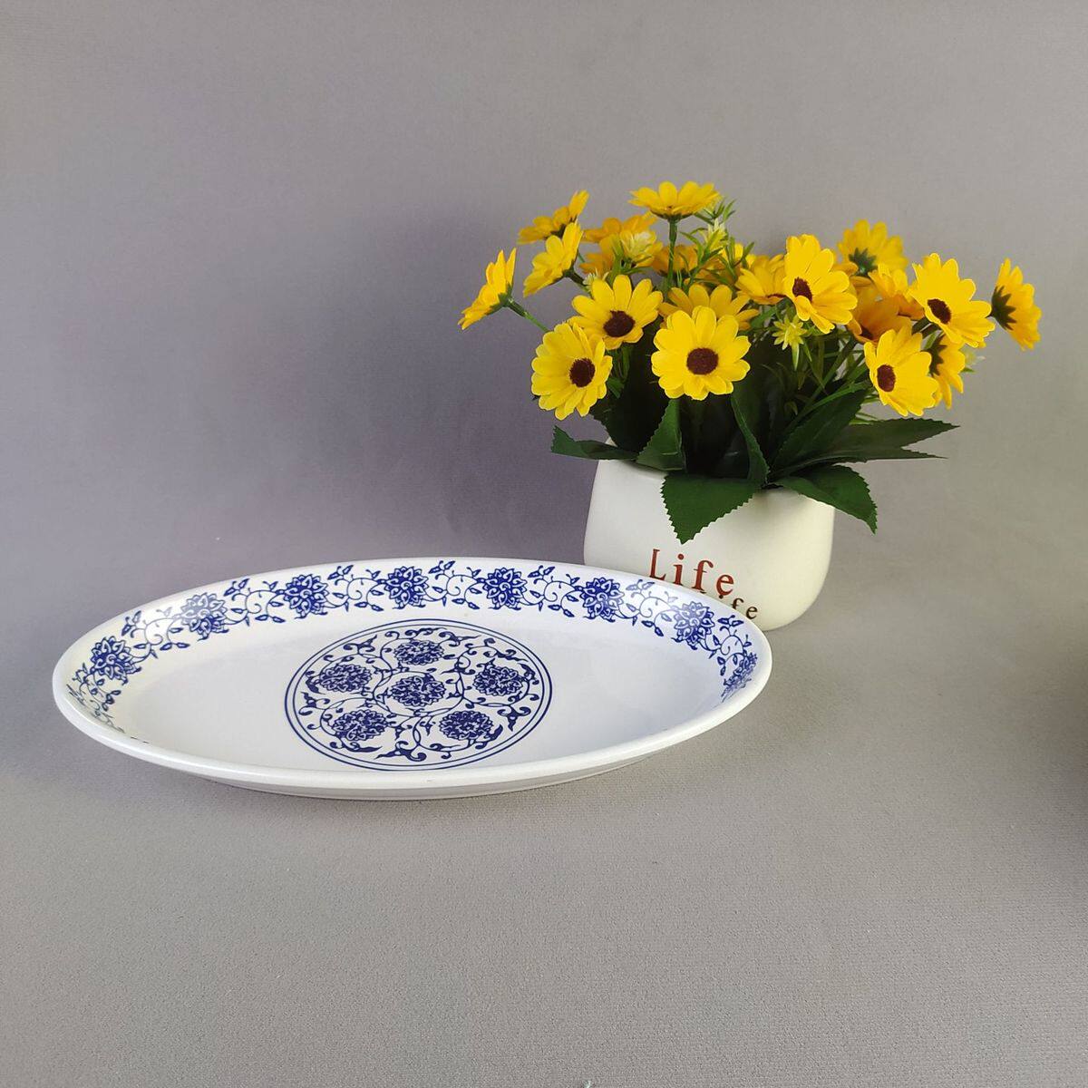 密胺盘子商用圆盘子快餐饭店餐馆热菜凉盘肠粉盘盘瓷炒菜盘盖饭仿