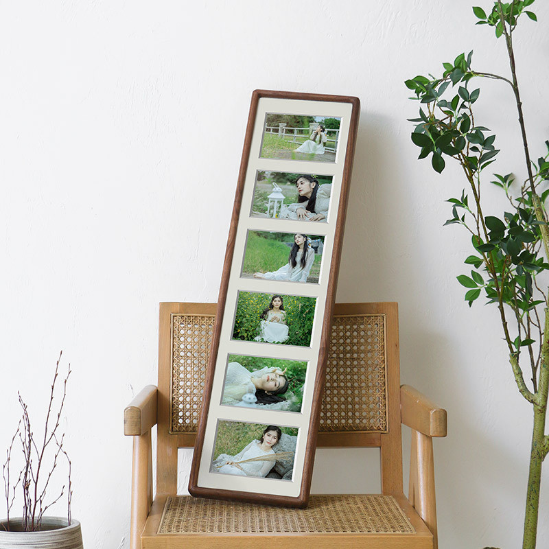 n1cg框长条6连相框结婚纱照片打印三连批发做情侣结婚diy多图实木