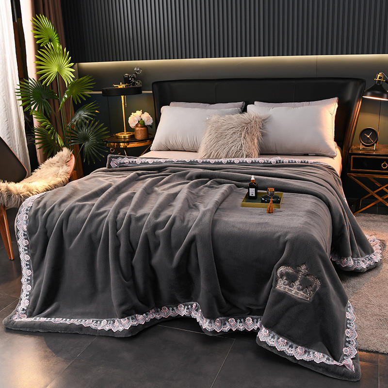 被高档拉舍尔毛毯加厚双层仿貂皮绒毯婚庆礼品冬季保暖盖毯轻奢
