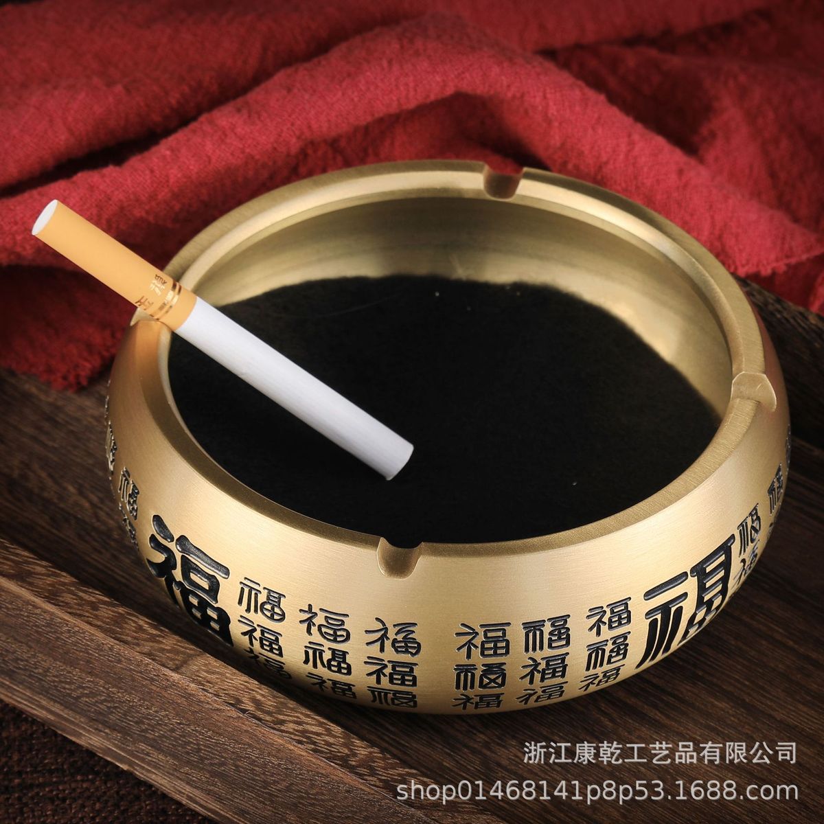 铜工艺品居家摆件铜摆件精雕百福烟灰缸
