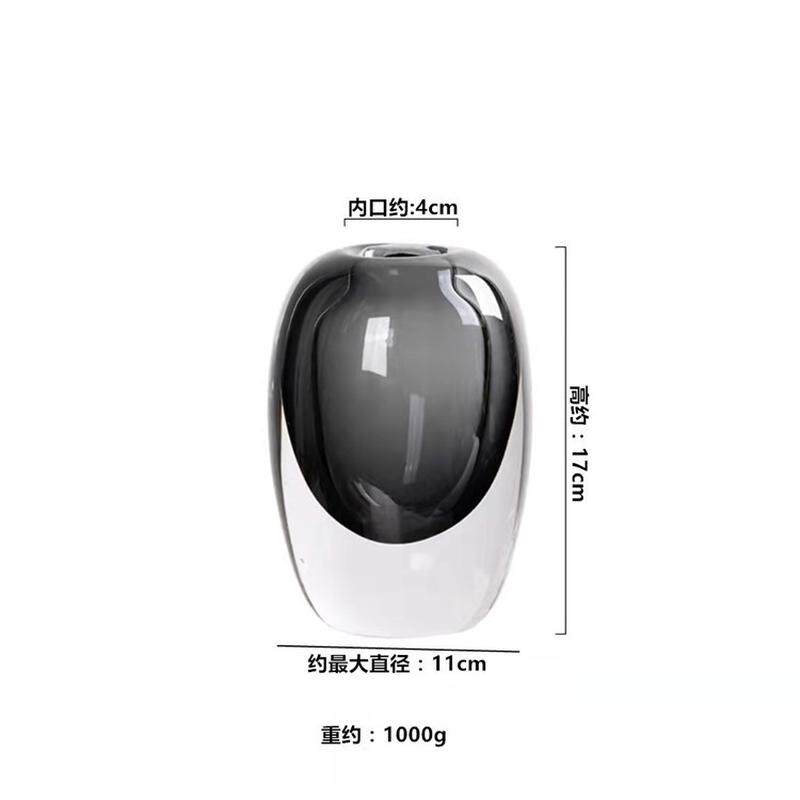 美式透明玻璃花瓶高档桌面餐厅茶桌装饰摆件轻奢水晶工艺品
