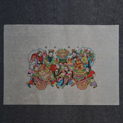 正宗手工武强年画五路进财五路财神大尺寸乐鸽图赵州桥传统年画