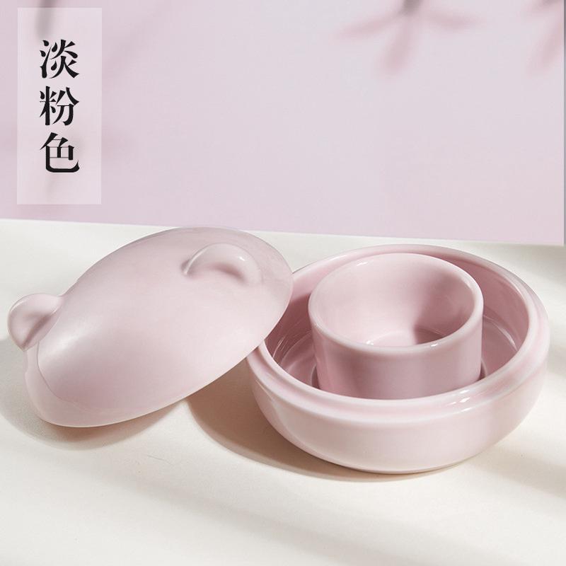 六品堂创意文房陶瓷砚台火锅笔带盖防干墨盘多功能砚台搁墨池学生