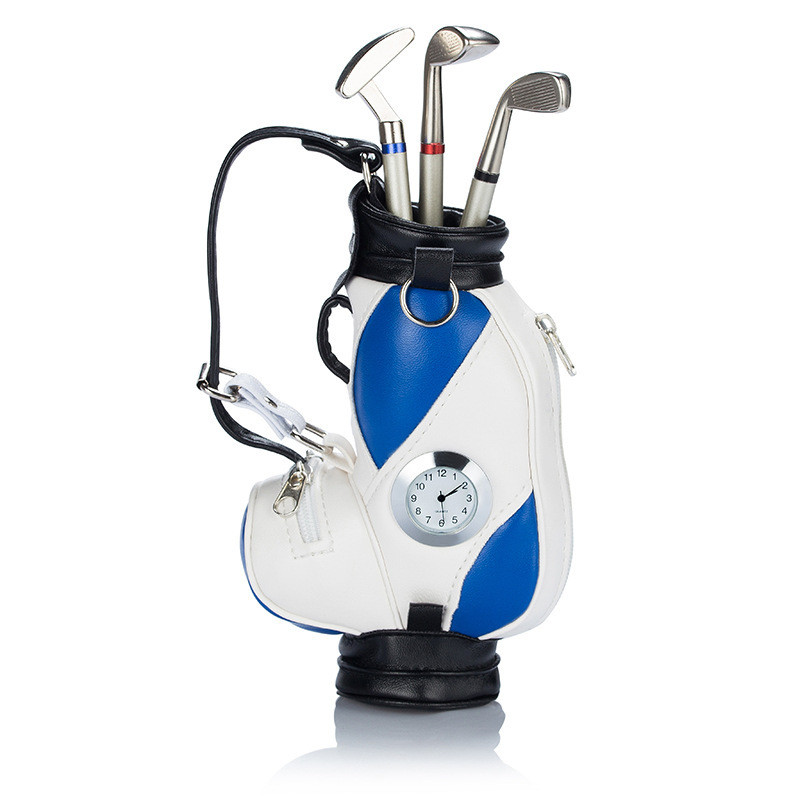 跨进商务现货实用礼品办公文教用品新高尔夫钟表笔筒批发加印logo