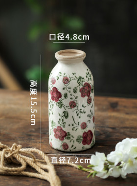 简约风陶瓷小众高级感客厅插花干花创意复古花瓶摆件艺术美式彤莱
