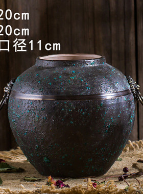陶瓷小花瓶做旧中式景德镇复古客厅插干花玄关摆件陶罐粗陶花盆
