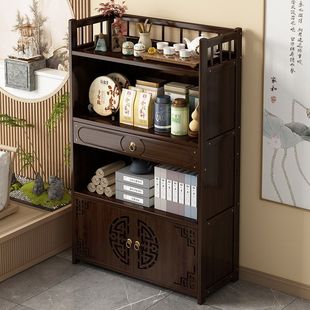 茶台桌边柜 茶水柜办公室茶叶茶具收纳储物柜家用茶柜置物架新中式