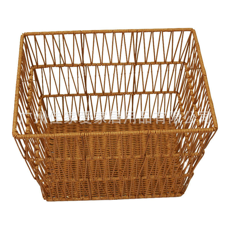 烤漆铁架北欧风手工编织镂空收纳筐收纳篮卫生间脏衣篓洗衣筐