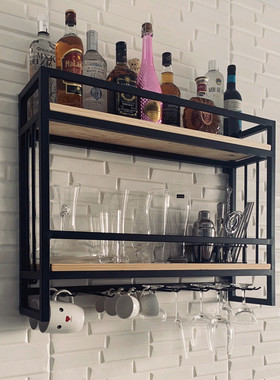 热卖铁艺酒架壁挂酒柜置物架创意墙面悬挂红酒展示架上酒杯架