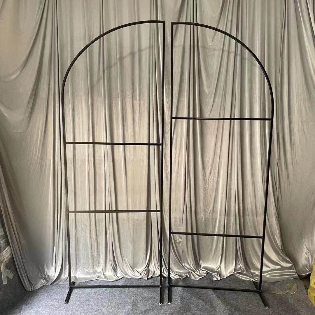 新款婚庆铁艺道具婚礼场景布置森系拱门黑色屏风摆件背景架子