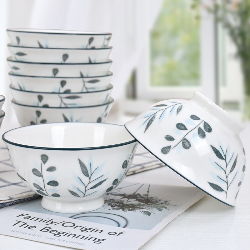 餐具套装高脚碗中式10草莓个饭碗家用谣陶瓷碗创意大碗客家瓷碗