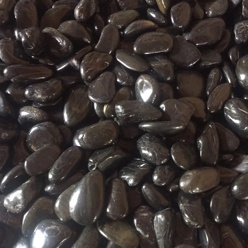 黑色鹅卵石抛光南京雨花石公园水池布景施工广场园林铺路庭院石头