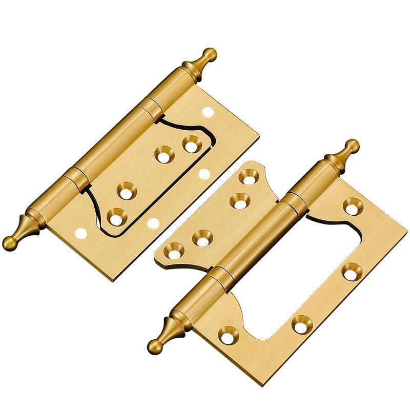 免开槽铜轴承静音隐形子母合页黄铜木门铰链蝴蝶片4寸加厚1折页