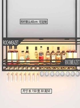 酒吧台工业风倒挂红酒杯架悬挂式音乐置物架酒架餐吧铁艺吊架酒柜