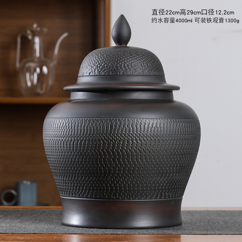 紫陶茶叶罐精品陶瓷密封罐高档紫砂大号日式醒茶罐储存罐防潮茶缸