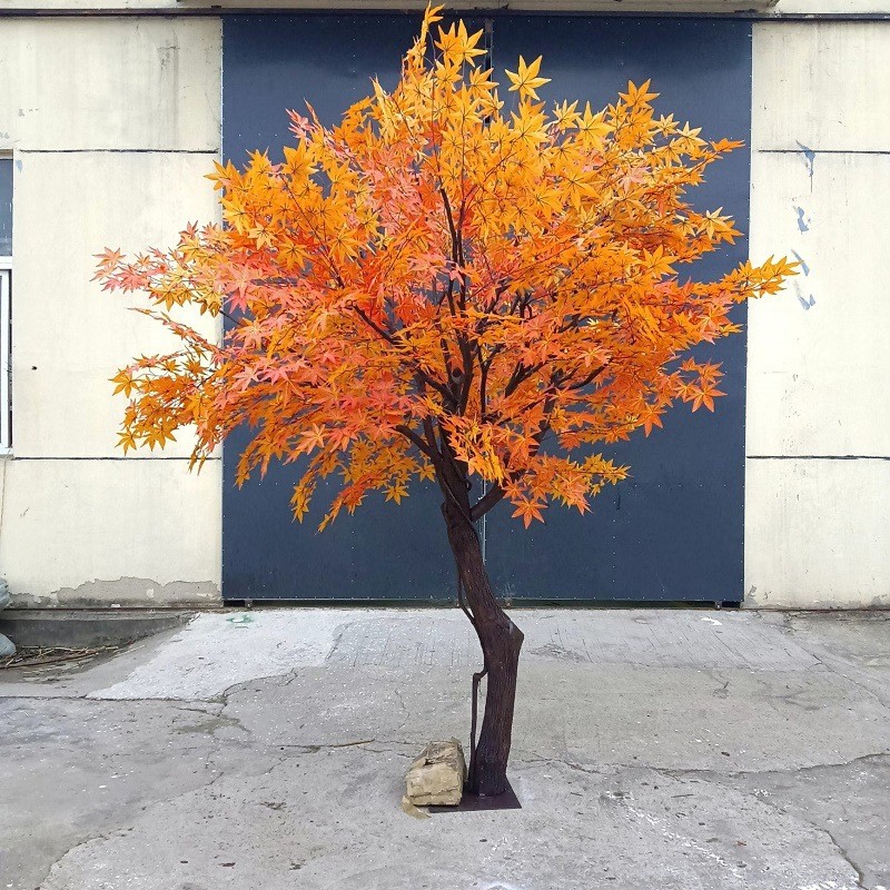 仿真植物树枝新年树叶绢花仿真树酒店商场装饰大型真绿植红枫