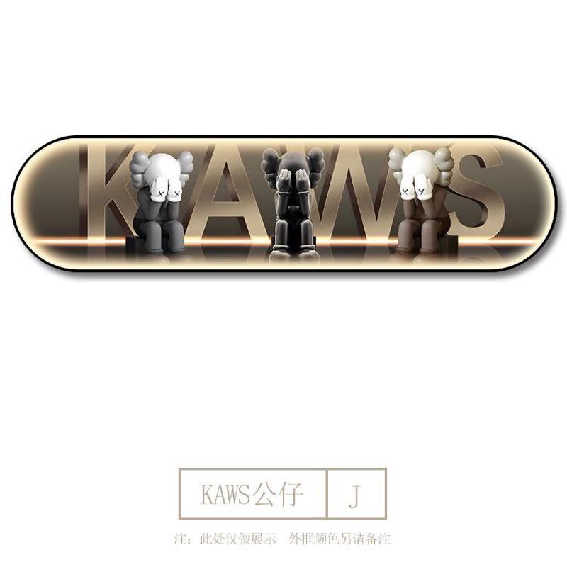 kaws挂画卡通玄幻卧室装饰画客厅沙发壁画带灯床头led发光背景墙