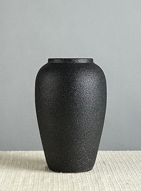 新中式粗陶花瓶陶瓷摆件客厅茶几摆设干花瓶子落地插花花器装饰品