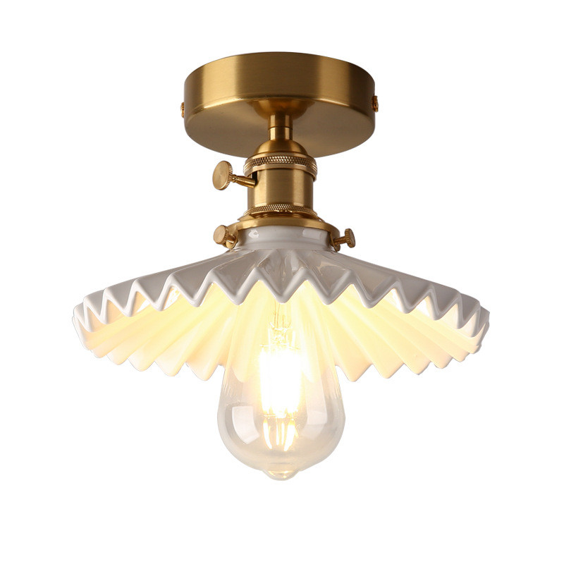 日式简约黄铜北欧极简走廊过道衣帽间阳台吸顶灯玻璃入户玄关灯