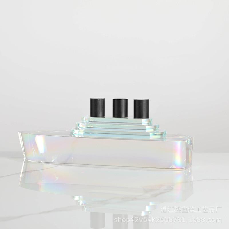 热销现代样板间多色水晶轮船模型摆件轻奢玄关客厅家居软装家饰工