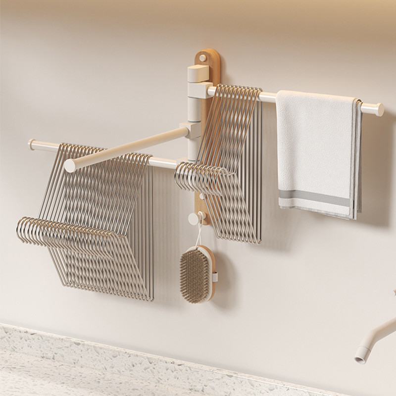 旋转毛巾架卫生间免打孔多杆浴巾收纳挂架壁挂式浴室转角毛巾挂杆