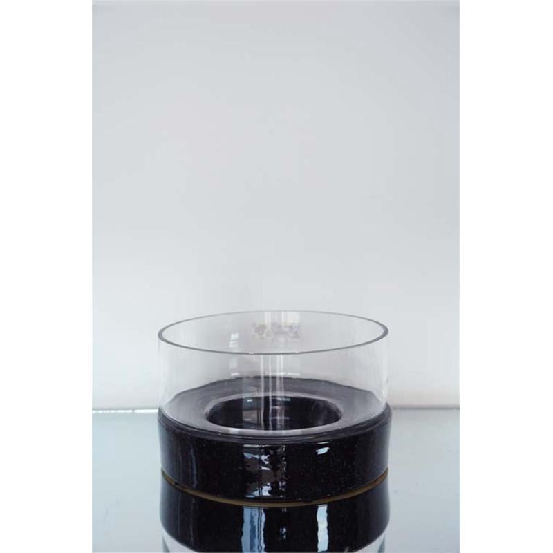 bbglass透明玻璃圆盘搭配实木底座陶瓷创意烛台水培多肉微景观