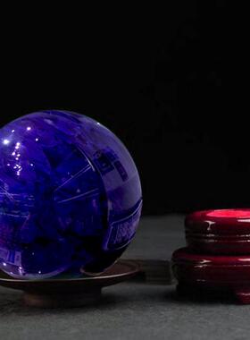球天然蓝水晶球摆件蓝色家居饰品熔炼批发工艺品节日礼品