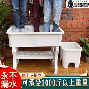 带洗衣盆洗衣池阳台家 热销搓板洗衣台石英石水池户外大理石一体式