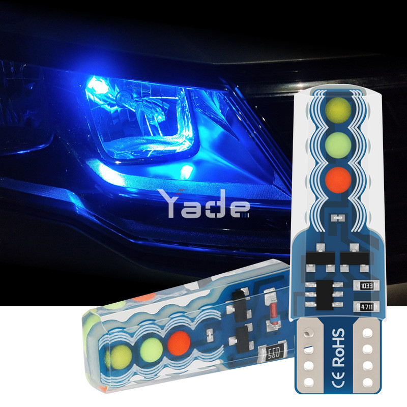 通用汽车LED七彩示宽灯改装爆闪车顶灯T10 12V行车灯外插泡氛围灯