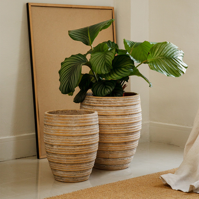 复古手工素陶水泥花盆室内水培透气植物容器可家居装饰摆件可种植