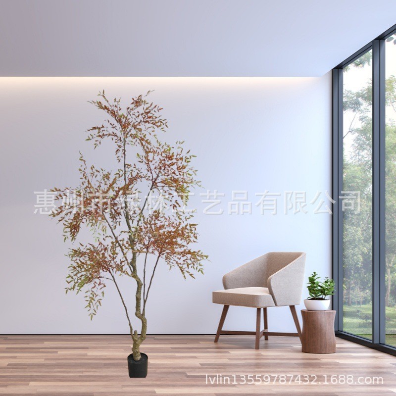 仿真南天竹网红室内盆栽假绿植批发仿真落地盆栽批发仿真树绿