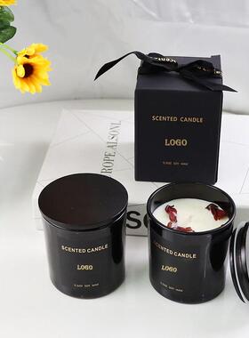 大容量黑色磨砂杯蜡烛手工大豆家用香氛蜡ins伴手礼外贸香薰蜡烛