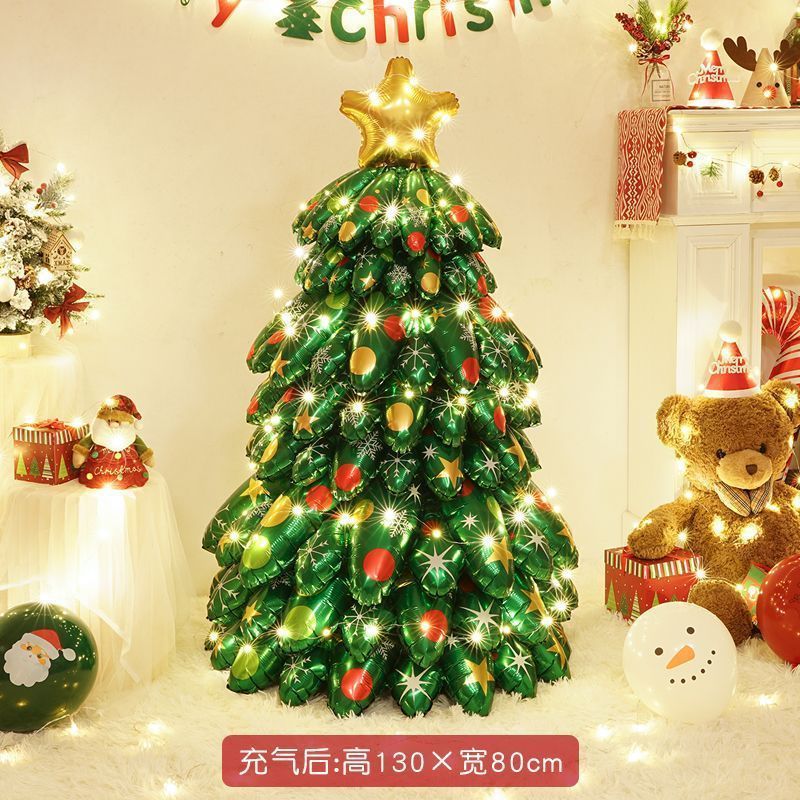 圣诞节氛围充气圣诞树气球装饰客厅幼儿园商场橱窗场景立体布置