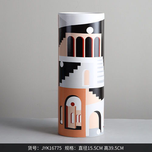博西家居创意彩绘陶瓷花瓶摆件器软装饰品样板房干花插花家居